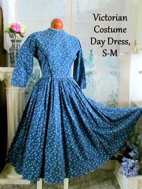 VICTORIAN COSTUME GOWN, S-M, CIVIL WAR REENACTMENT PRAIRIE WESTERN PIONEER DRESS